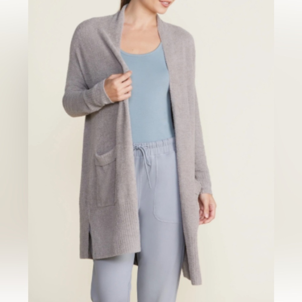 Barefoot Dreams Women's Gray Long Open Cardigan Sweater New Size Small Oversized